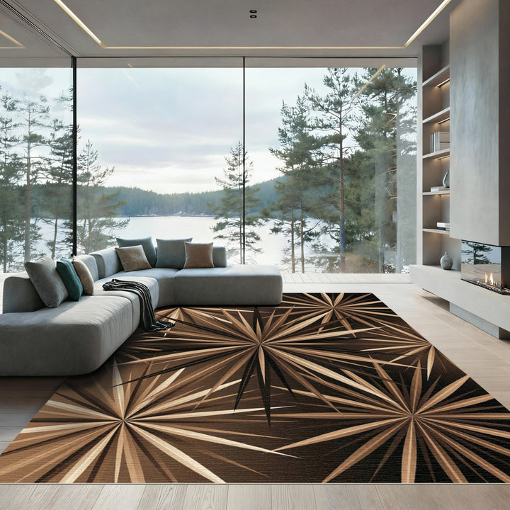 Earthy Starburst Radial Arrangement Rug