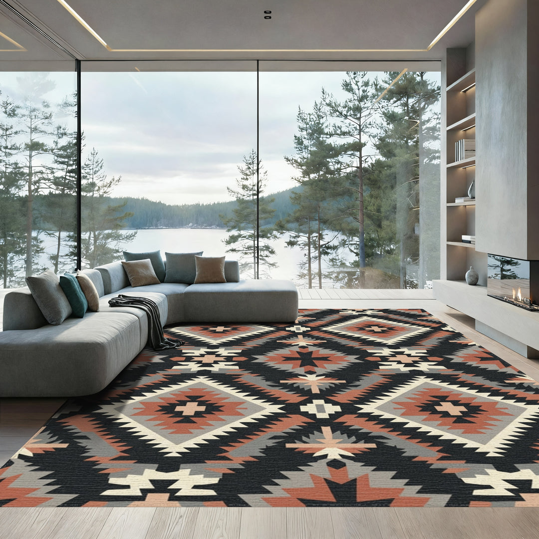 Geometric Southwest Earth Tone Diamond Rug