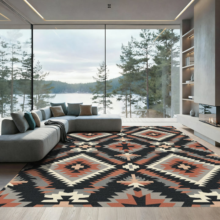 Geometric Southwest Earth Tone Diamond Rug