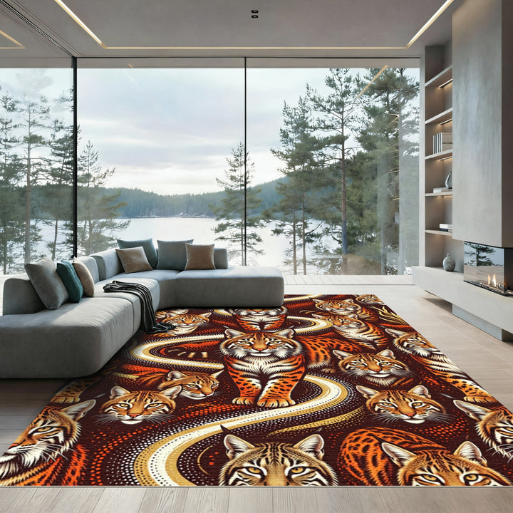 Vibrant Orange Lynx Swirl Rug
