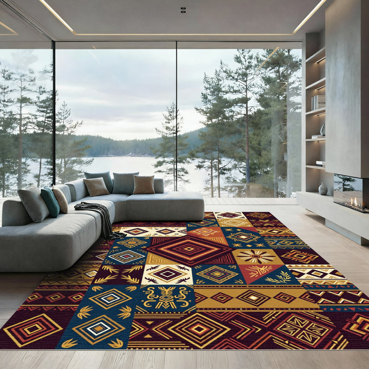 Tribal Geometric Square Rug
