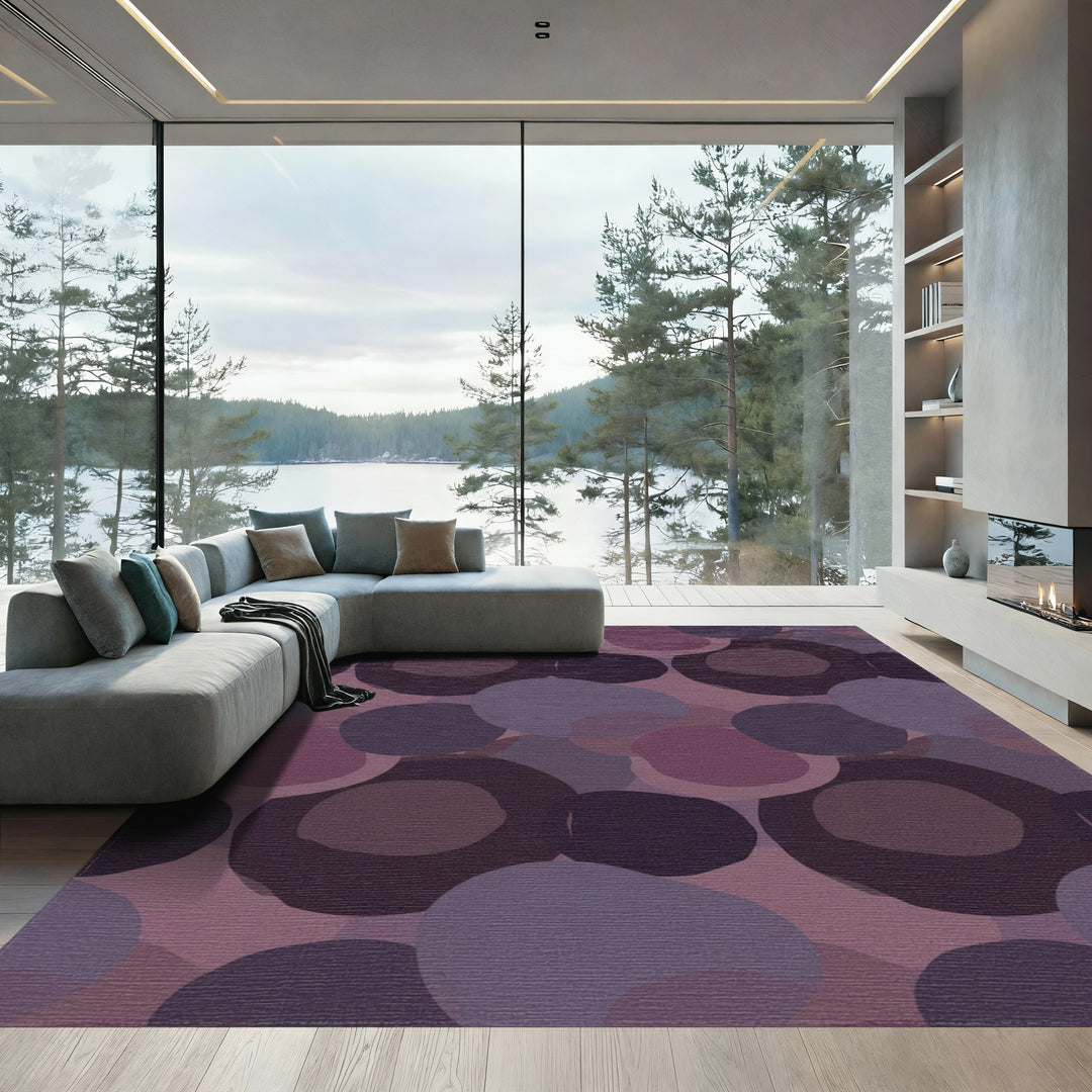 Muted Plum Circles Overlapping Layers Rug