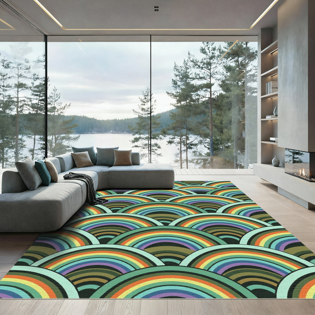 Retro Rainbow Scale Seamless Rug
