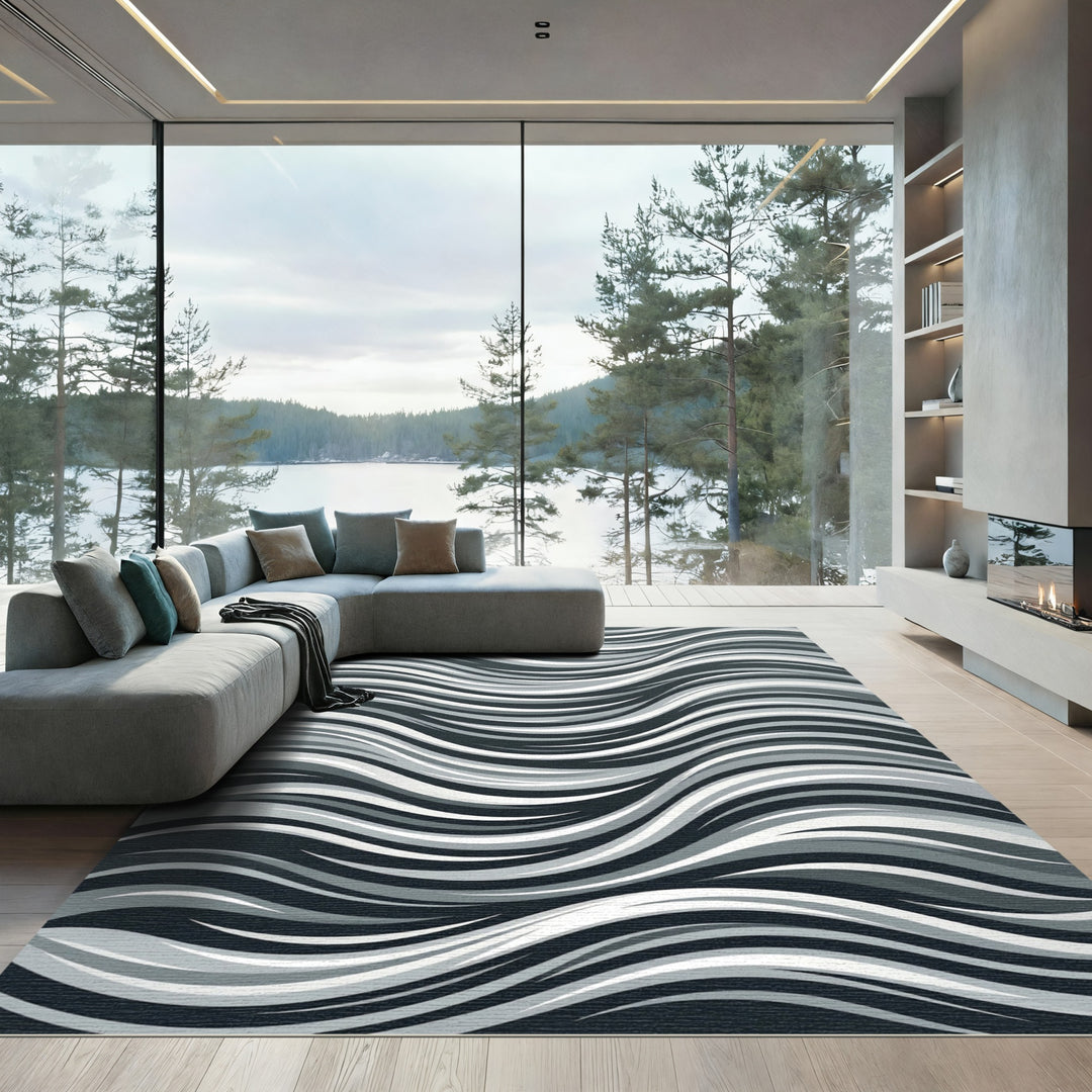 Monochromatic Wavy Abstract Rug