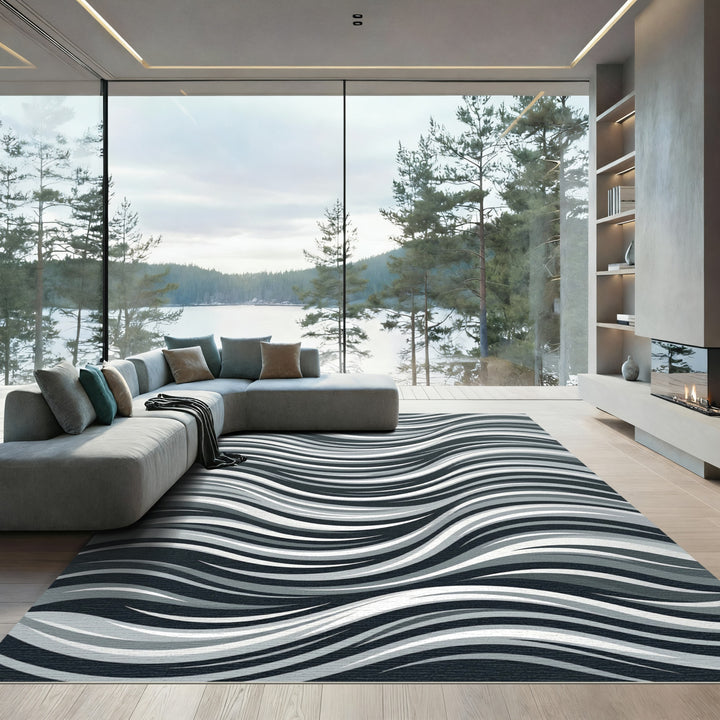 Monochromatic Wavy Abstract Rug
