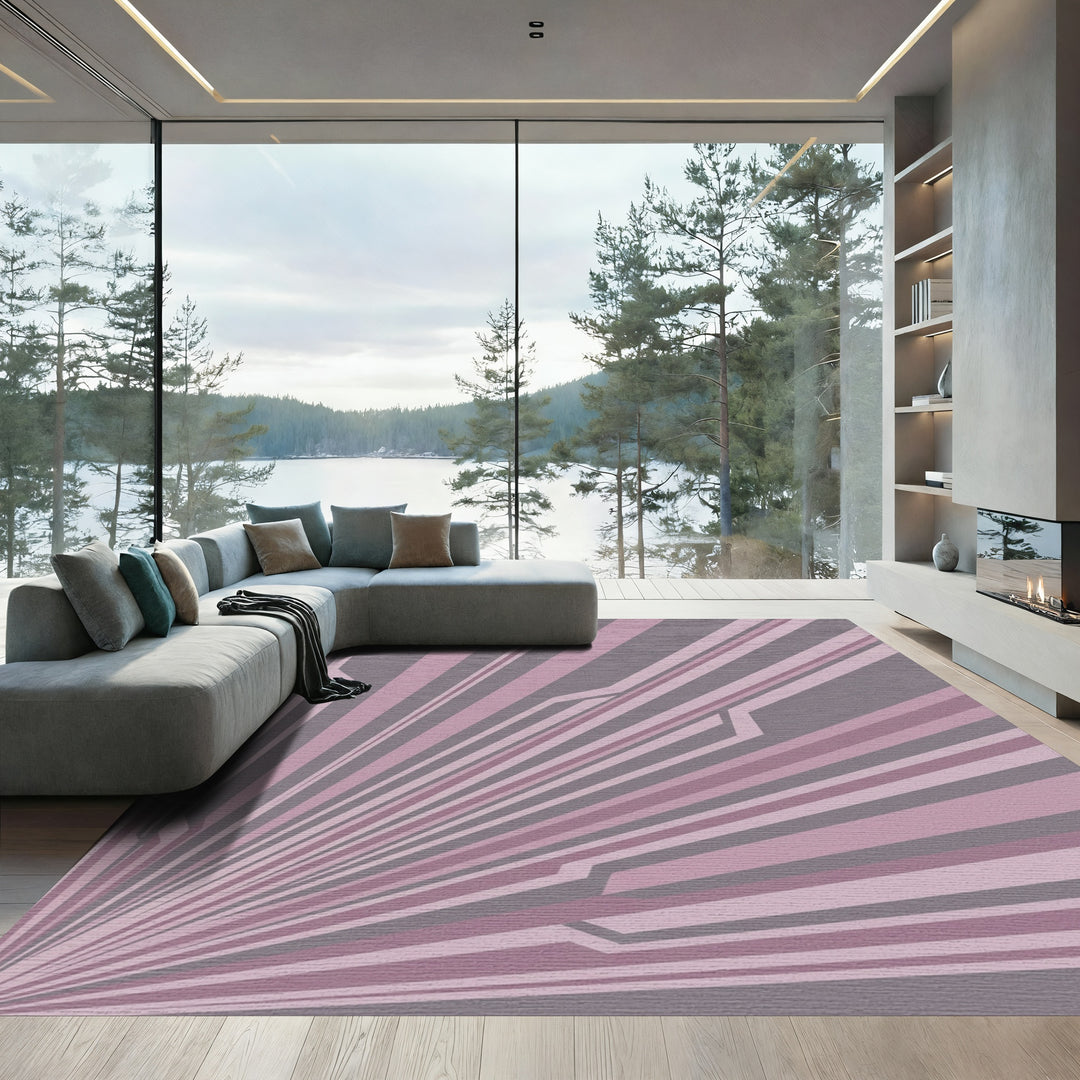 Mauve Pink Rayed Geometric Rug