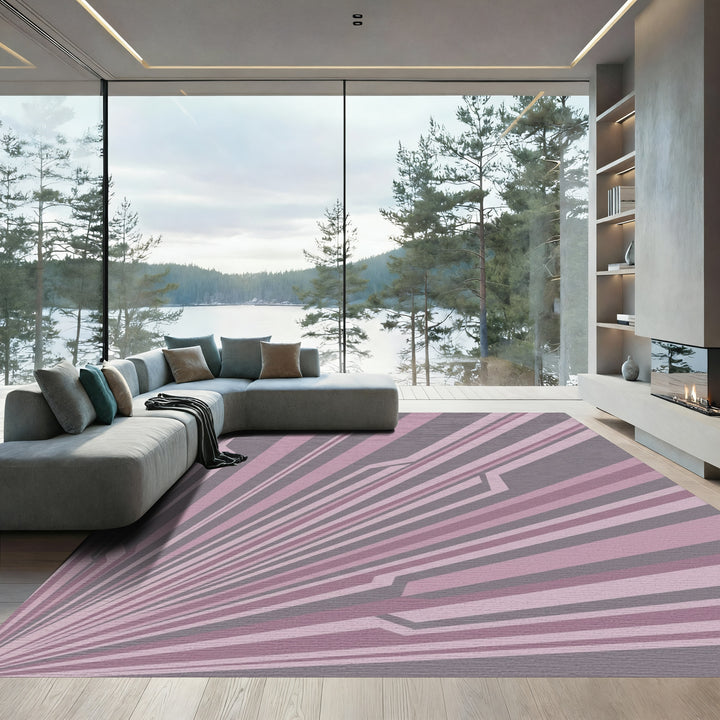 Mauve Pink Rayed Geometric Rug