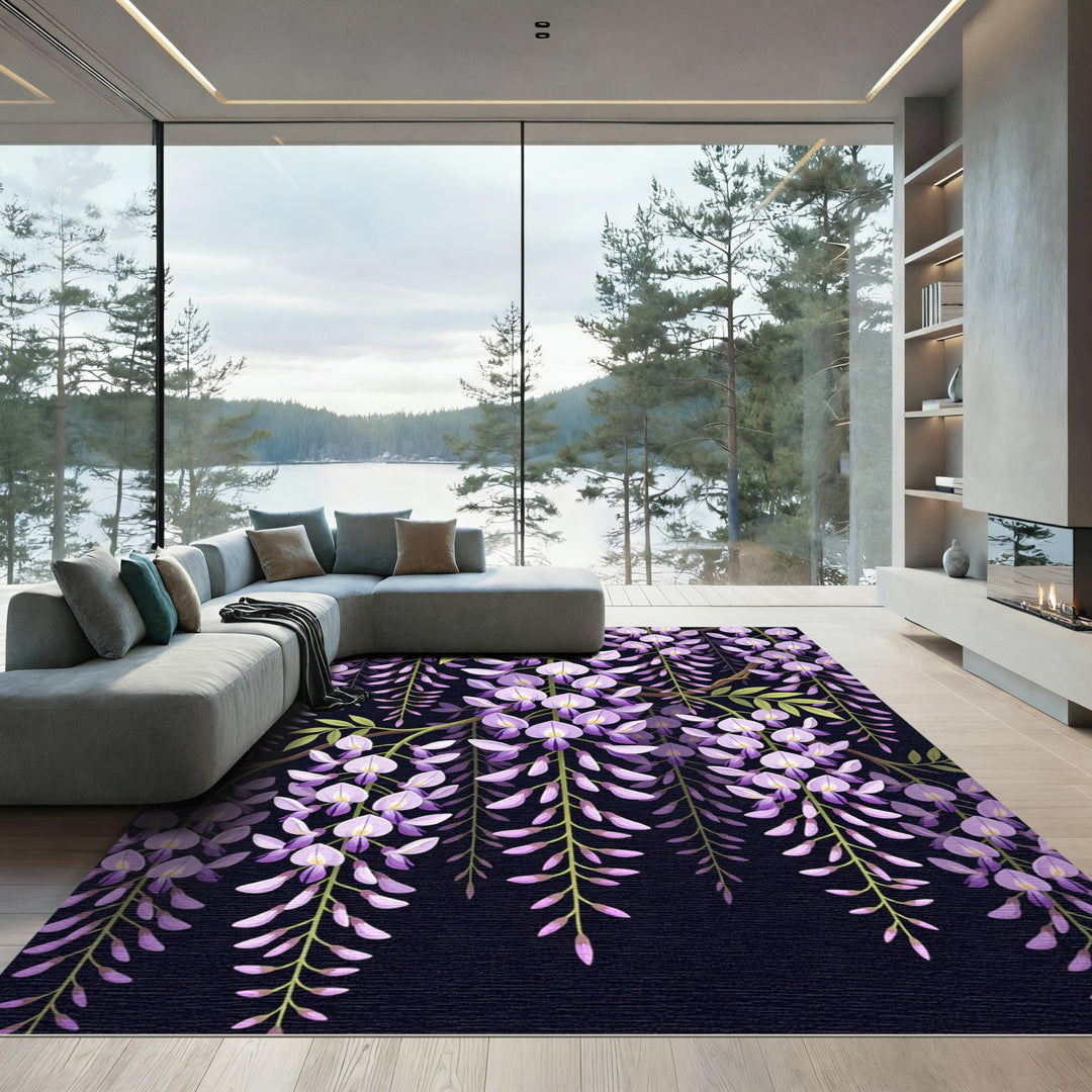 Purple Wisteria Cascading Floral Rug