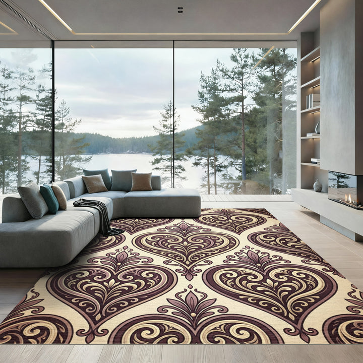 Damask Heart Floral Rug