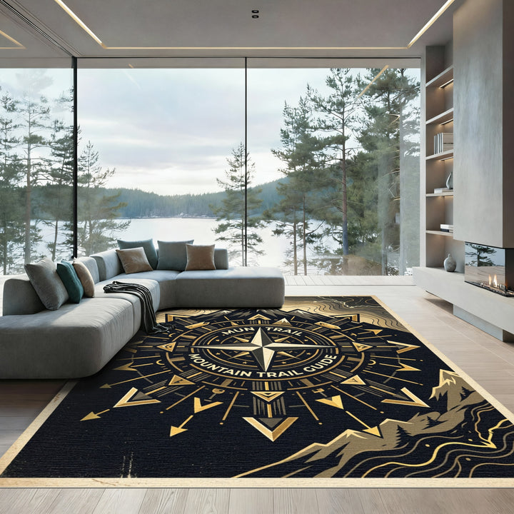 Mountain Trail Compass Rustic Rug