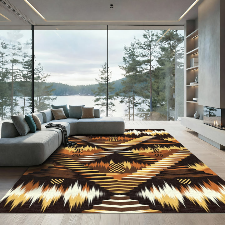 Abstract Terracotta Staircase Ascent Rug