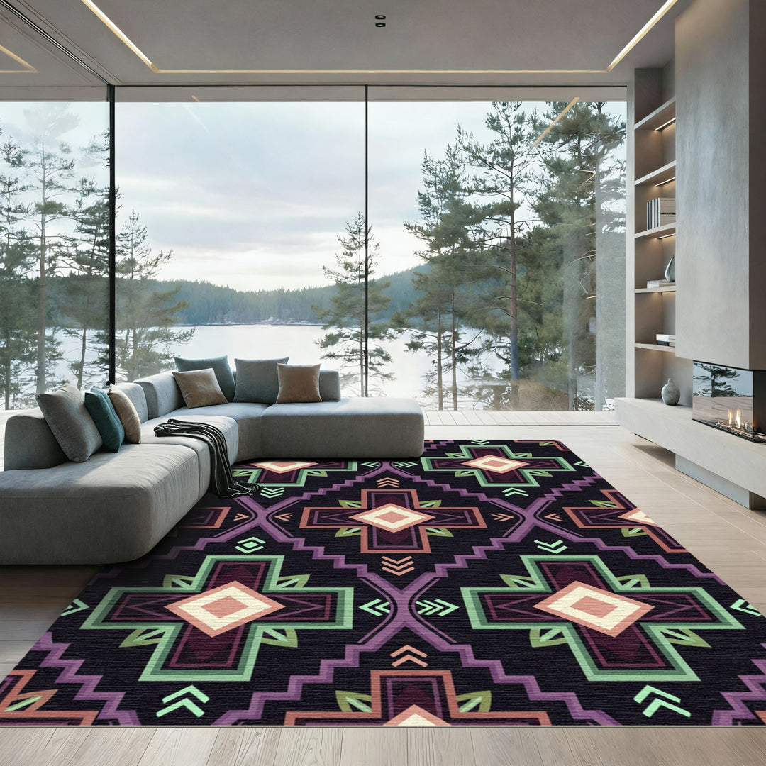 Southwestern Geometric Diamond Medallion Rug
