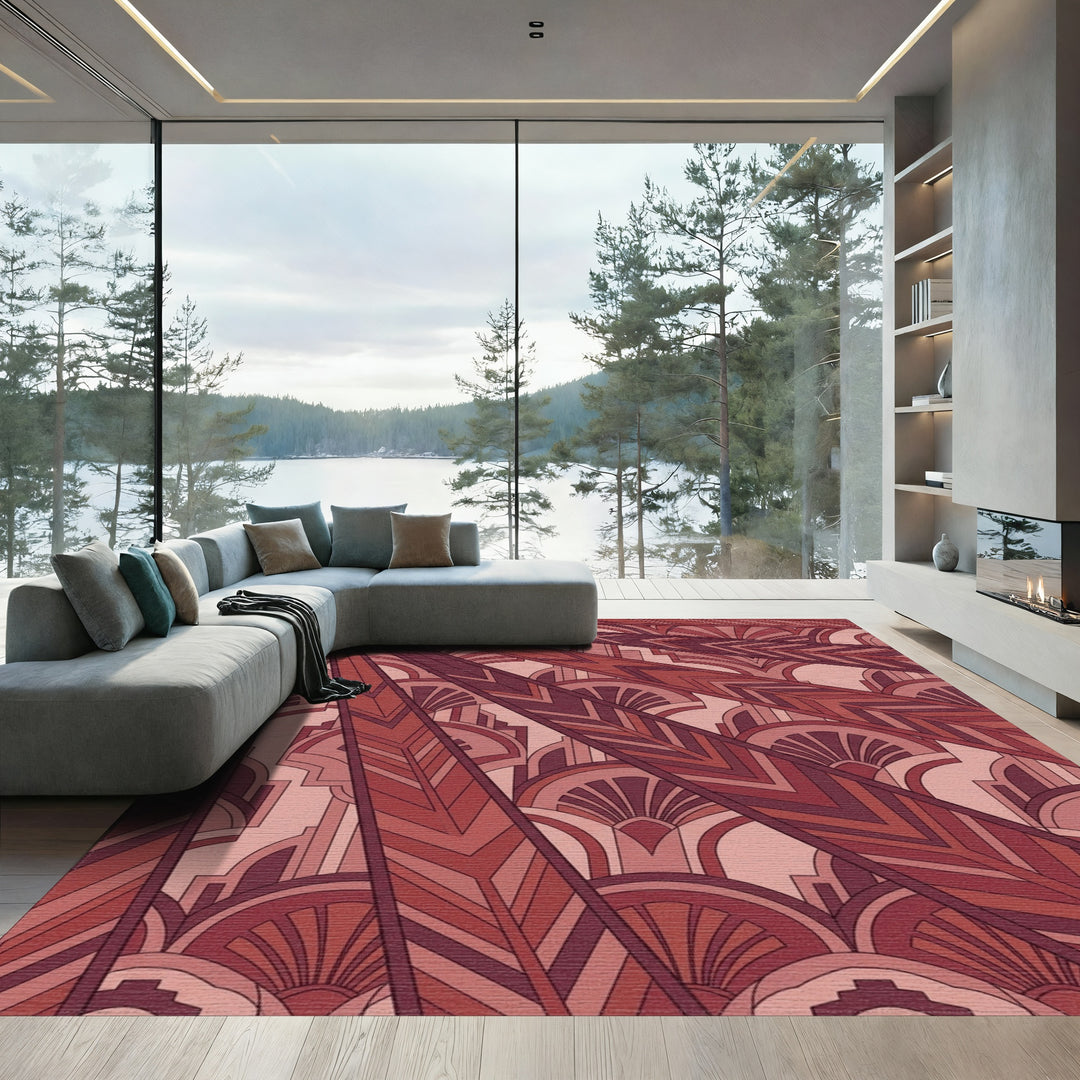 Art Deco Sunburst Feathered Arches Rug