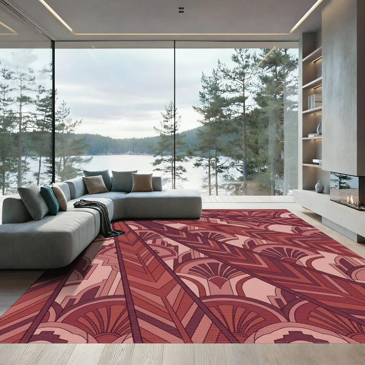 Art Deco Sunburst Feathered Arches Rug