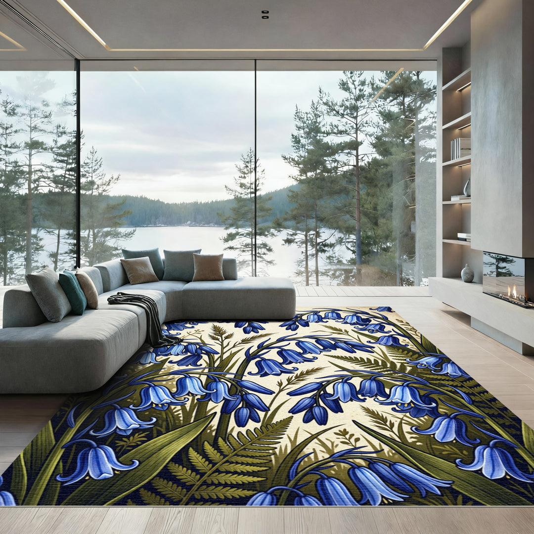 Deep Bluebell Garden Meadow Rug