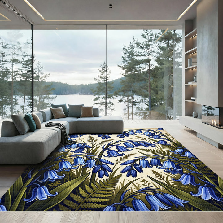Deep Bluebell Garden Meadow Rug