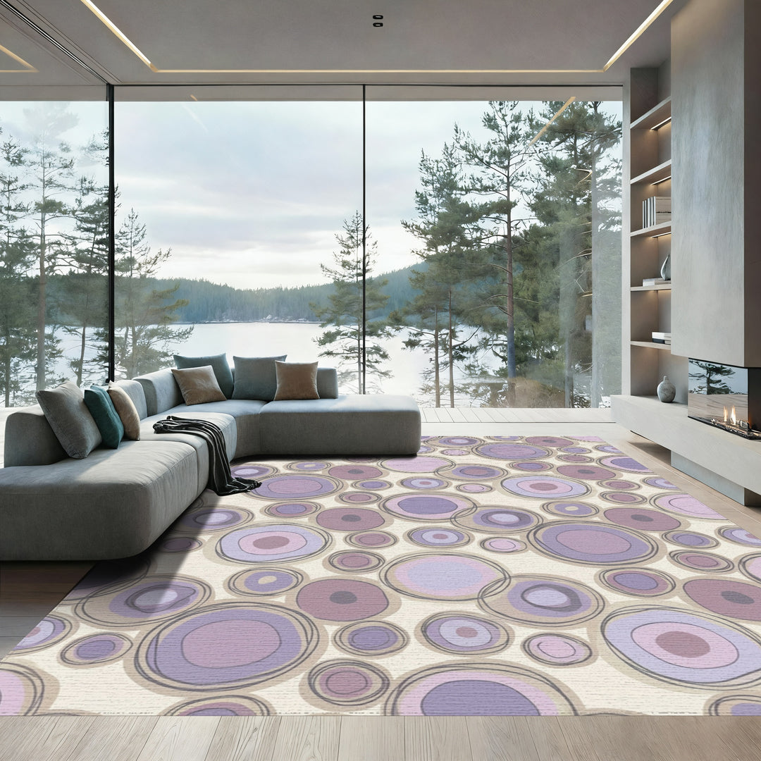 Amorphous Purple Circles Collage Rug