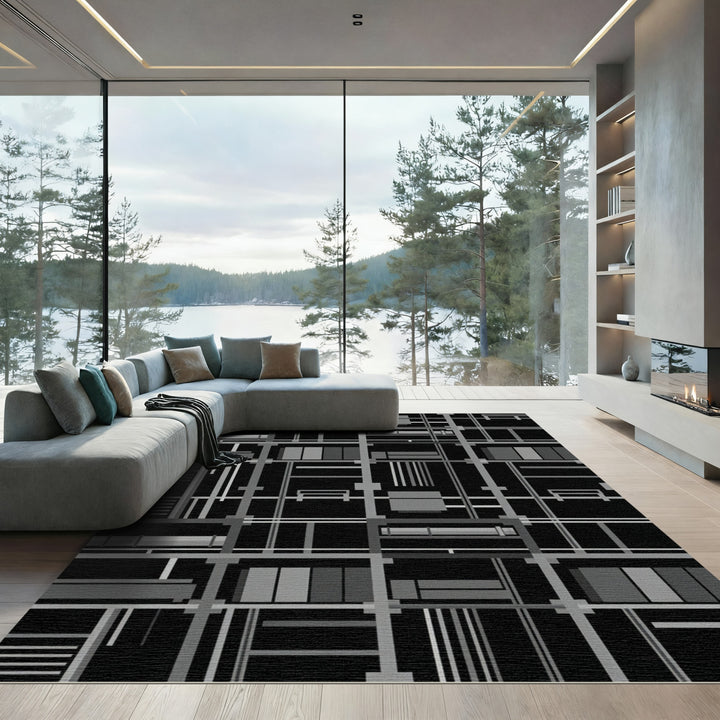 Monochromatic Geometric Grid Structures Rug