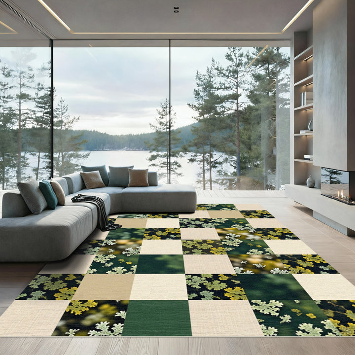 Checkerboard Lichen Nature Squares Rug
