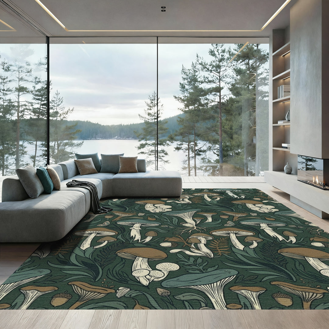 Enchanted Forest Mushroom Woodland Tapestry Rug