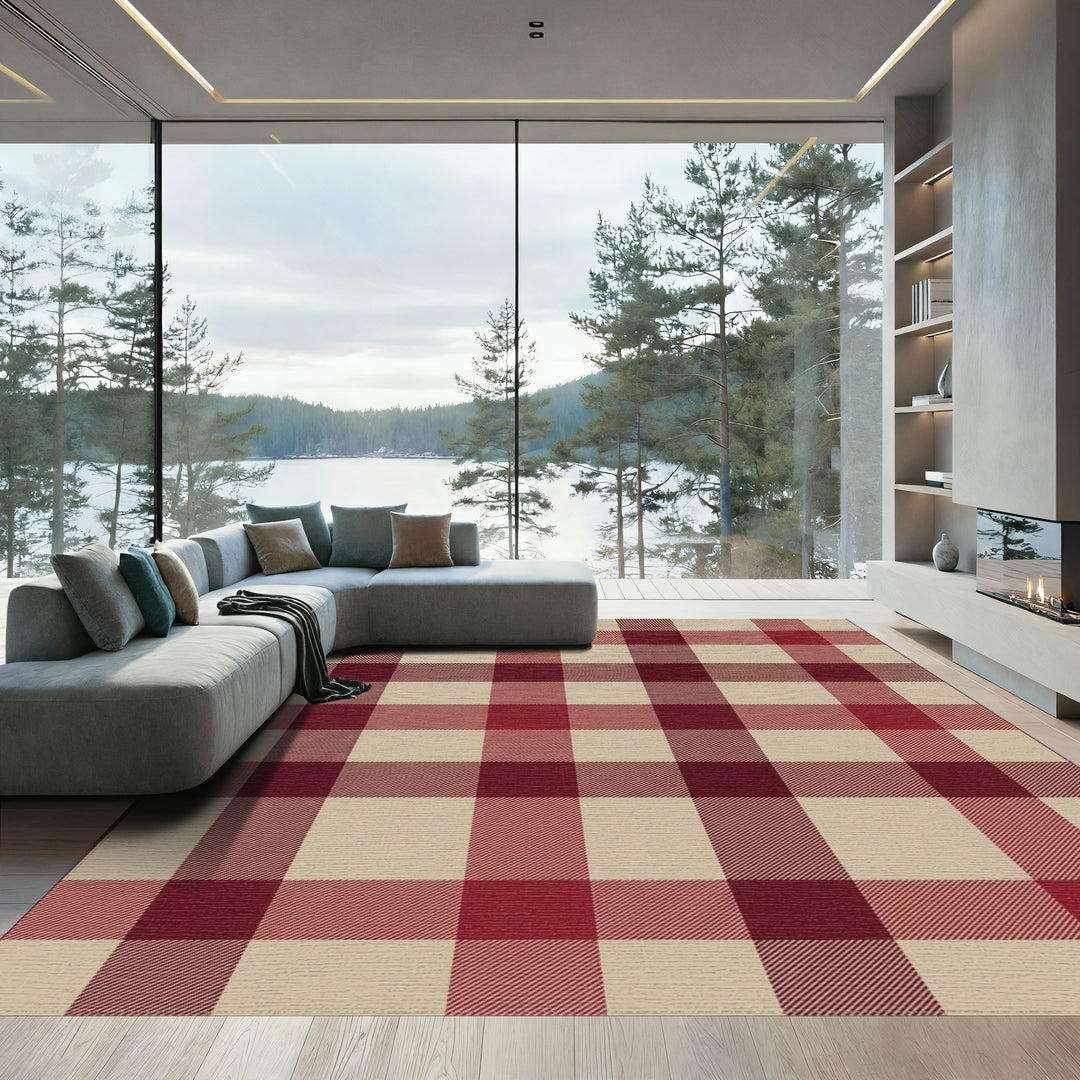 Crimson Sand Buffalo Check Rug