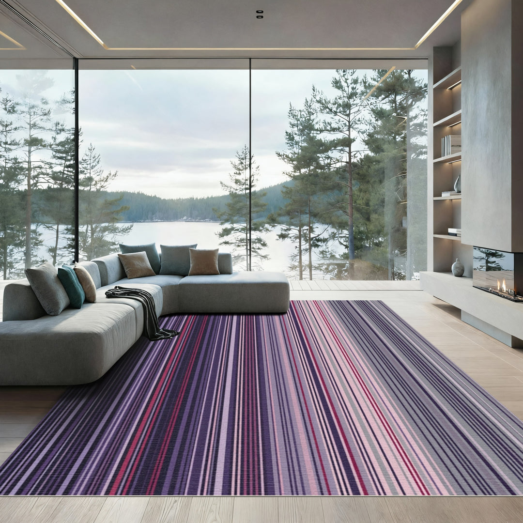 Vertical Abstract Striped Linear Rug
