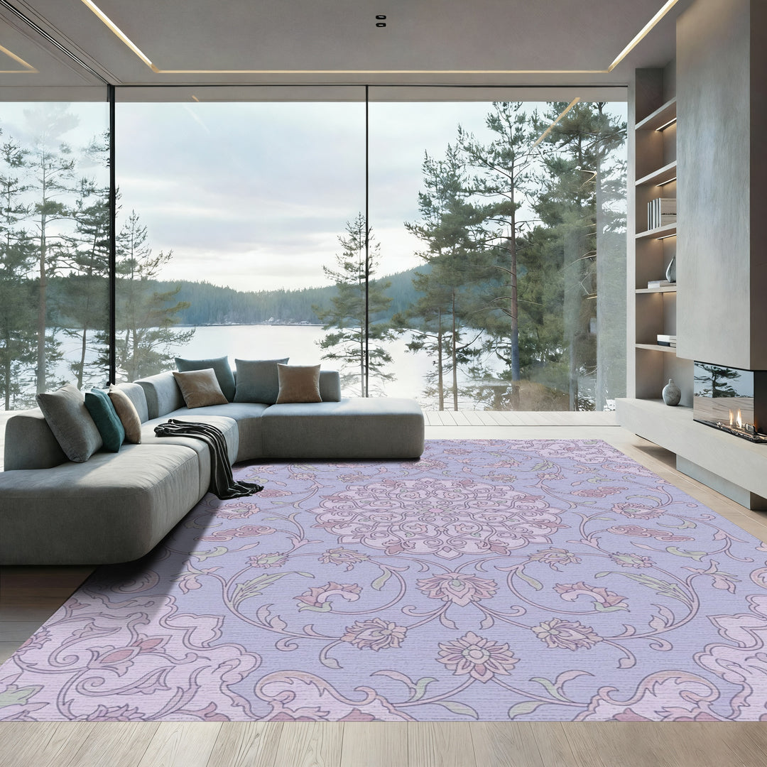 Lavender Floral Medallion Symmetry Rug