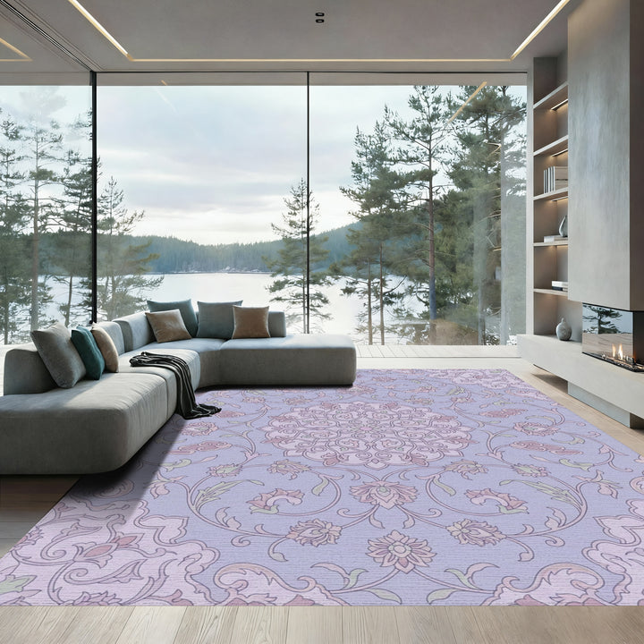 Lavender Floral Medallion Symmetry Rug