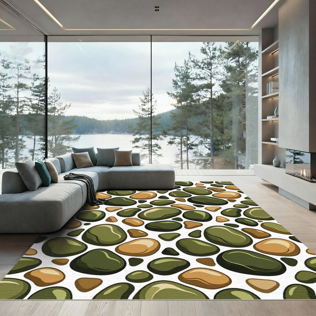 Earthy Smooth Stone Mosaic Collection Rug