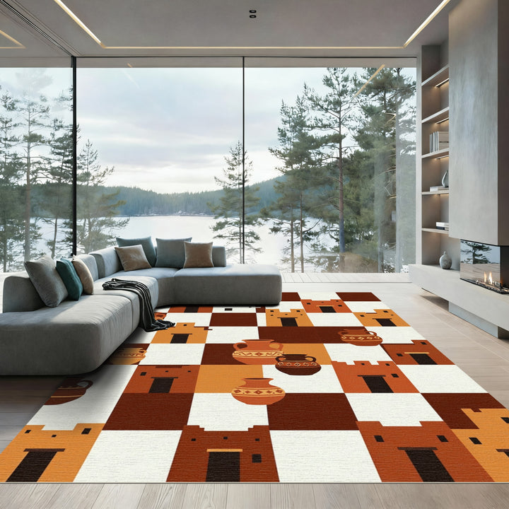 Terracotta Village Geometric Vase Collection Rug
