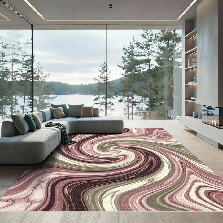 Dusty Rose Swirl Marble Texture Rug
