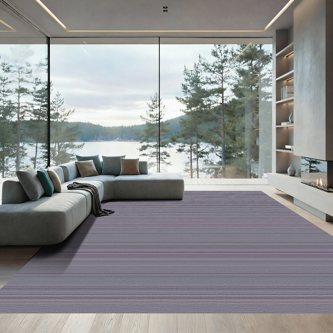 Muted Lavender Contemporary Stripe Rug