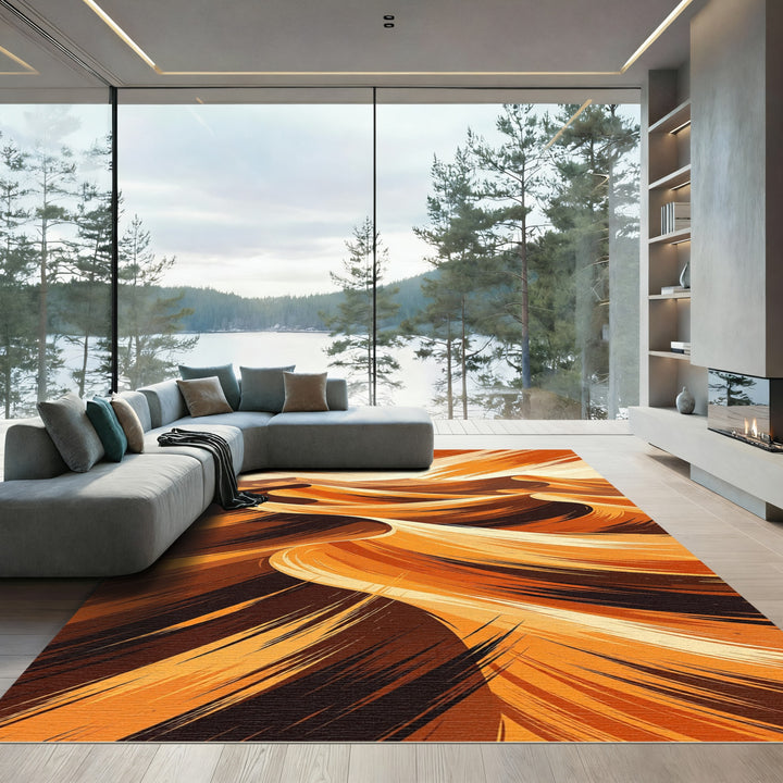 Emotive Warm Desert Dune Swirls Rug