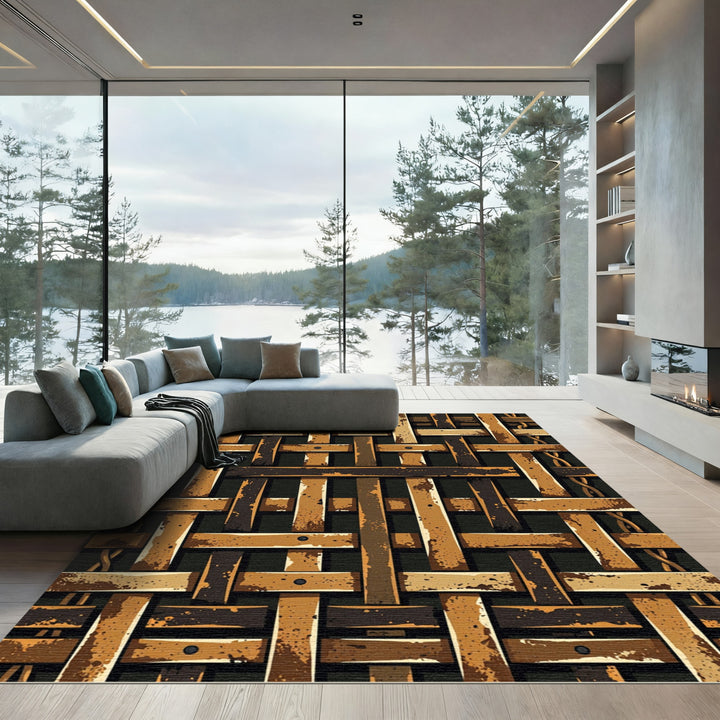 Woven Wood Plank Texture Rug