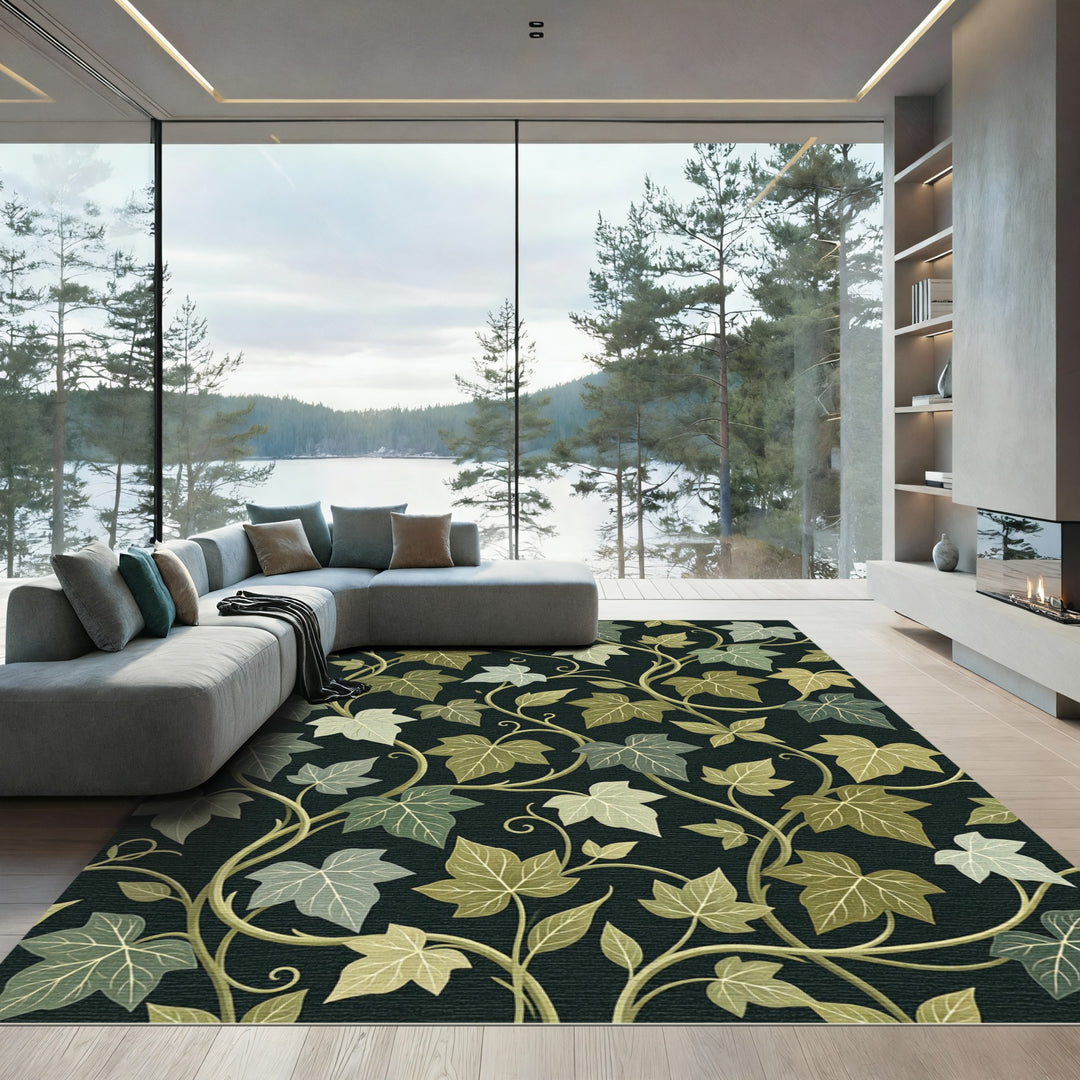 Dark Ivy Vine Leaf Art Rug