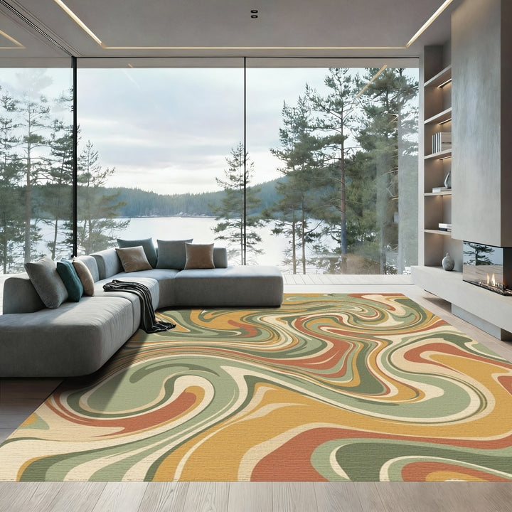 Earthy Swirl Marble Fluidity Rug