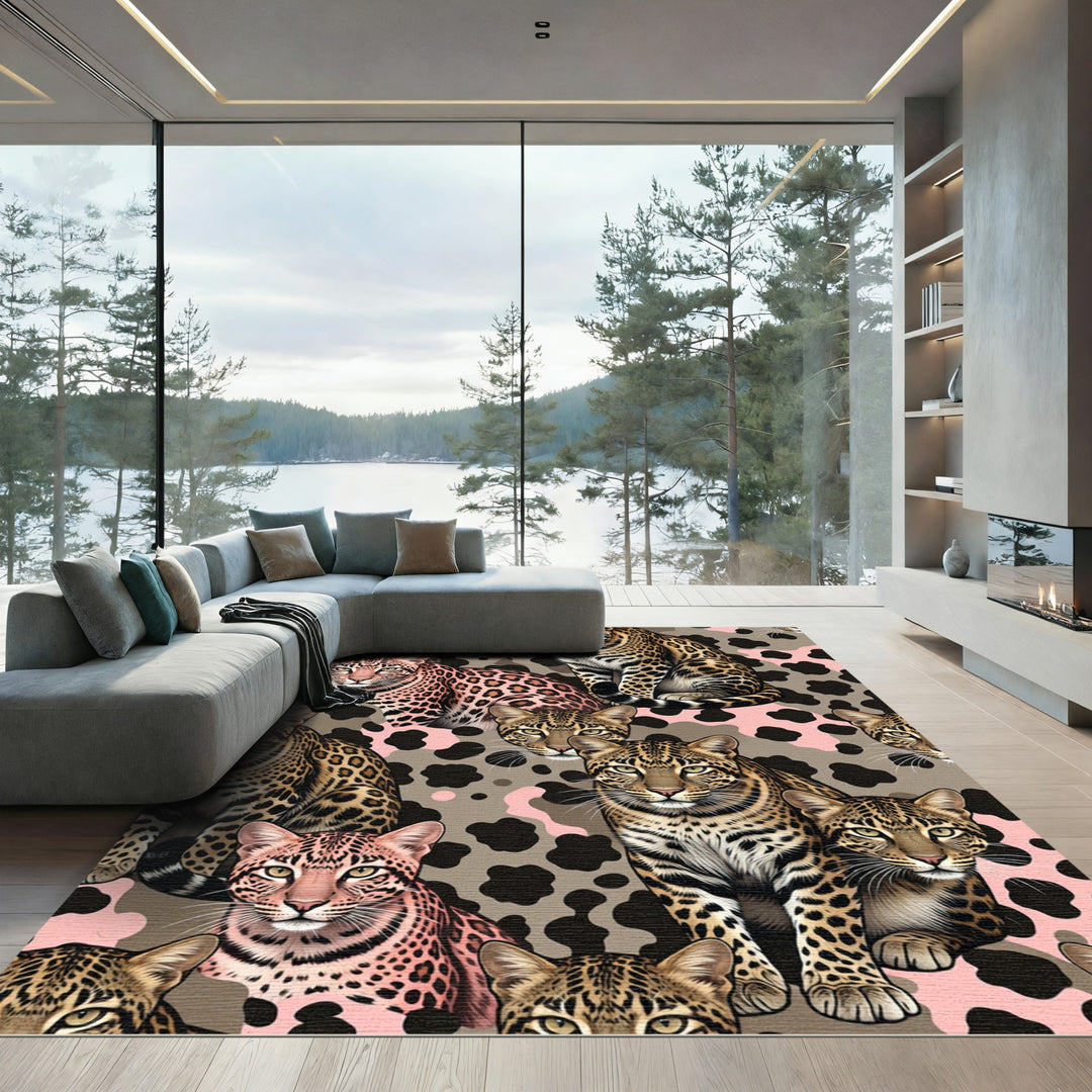 Pink Leopard Camouflage Luxury Rug