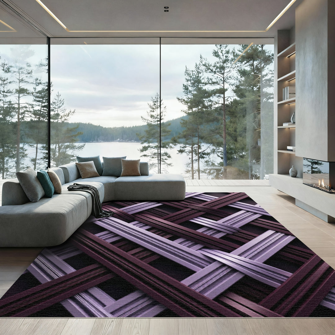Plum Lavender Intersecting Weave Rug