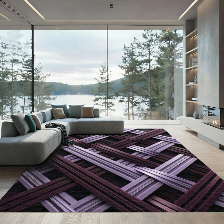 Plum Lavender Intersecting Weave Rug