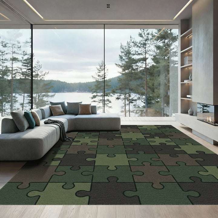 Camouflage Jigsaw Puzzle Art Rug