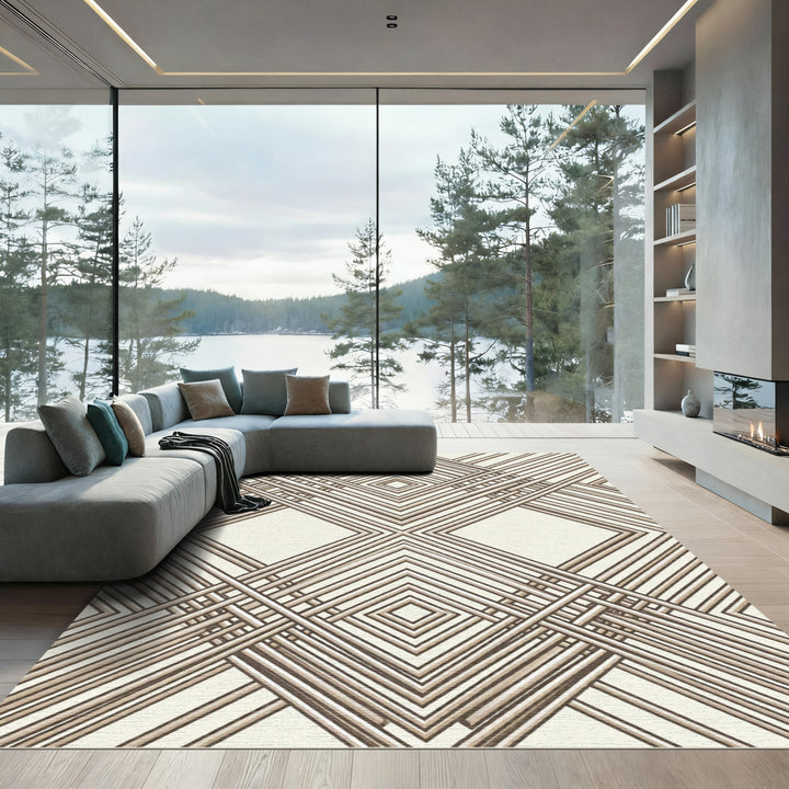 Abstract Golden Intersecting Squares Rug