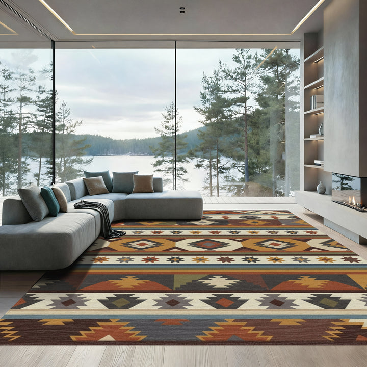 Earthy Terracotta Southwest Diamond Stripe Rug