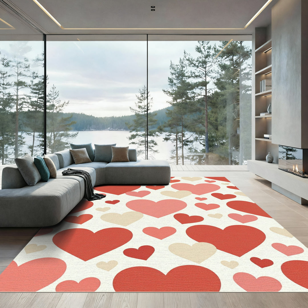 Sweet Romantic Red Pink Hearts Rug