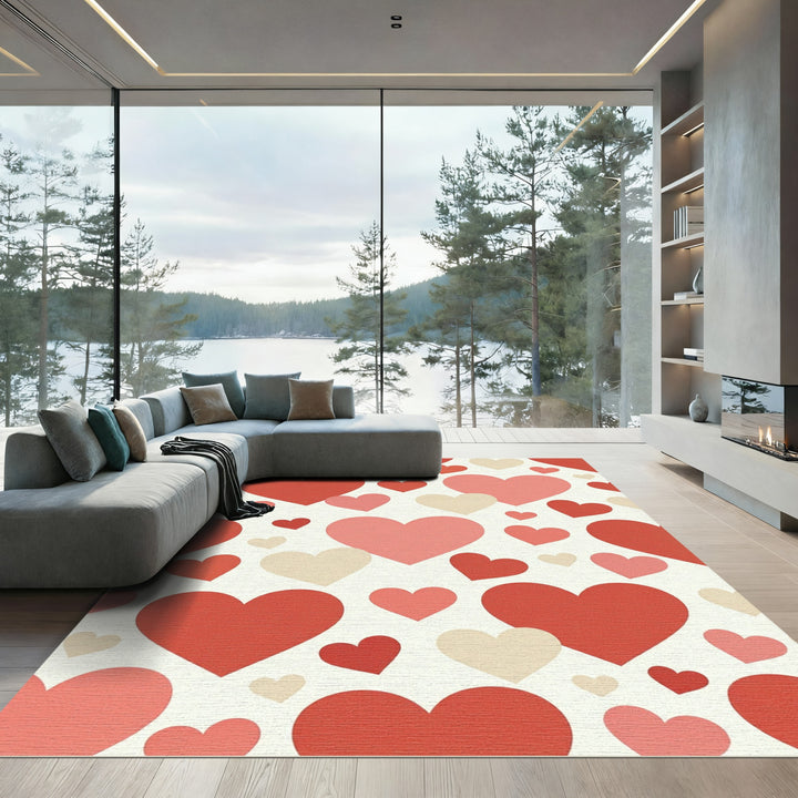 Sweet Romantic Red Pink Hearts Rug