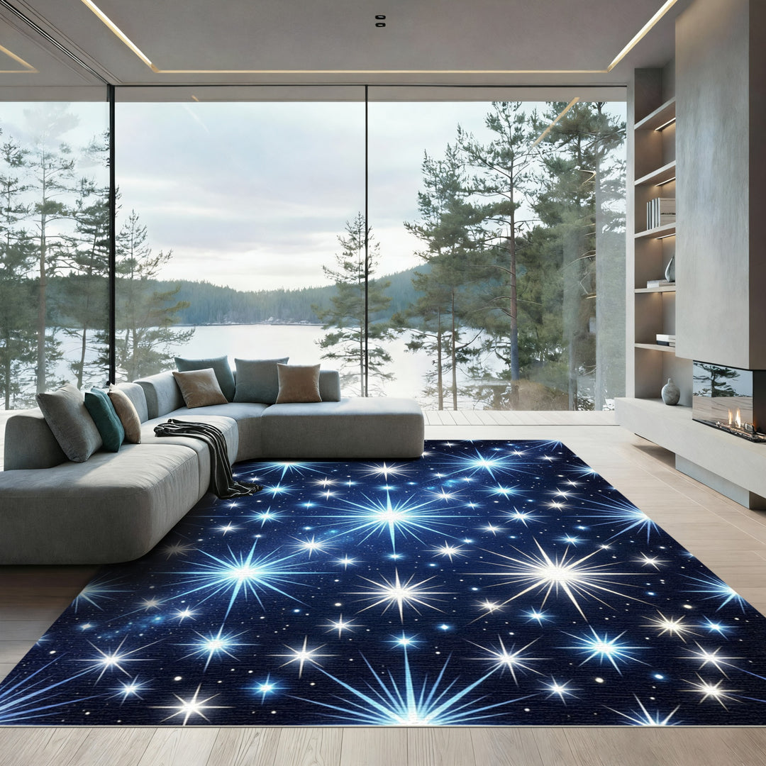 Sparkling Starburst Night Sky Rug