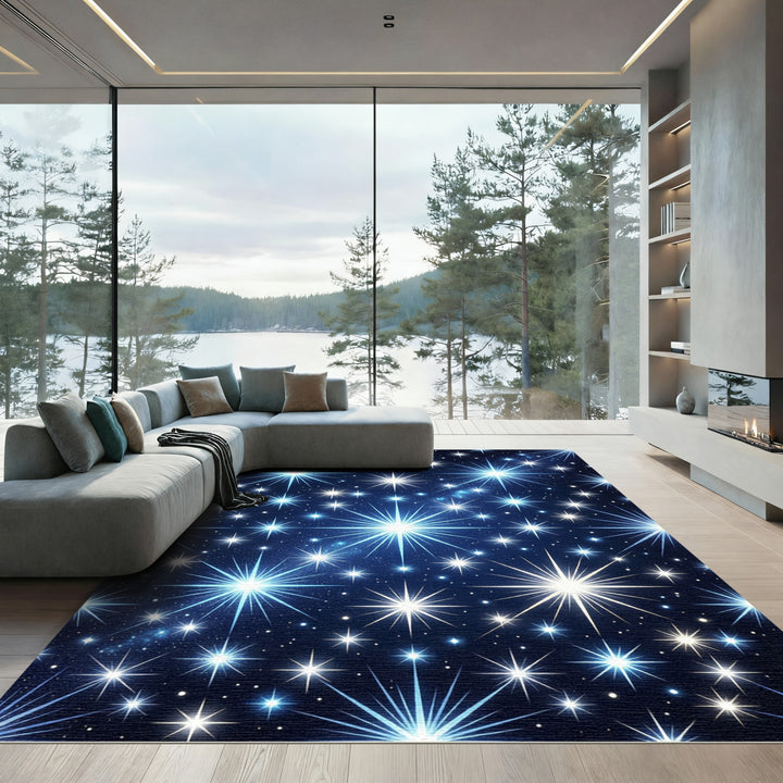 Sparkling Starburst Night Sky Rug