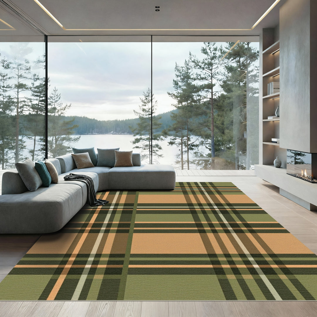 Classic Plaid Amber Olive Rug
