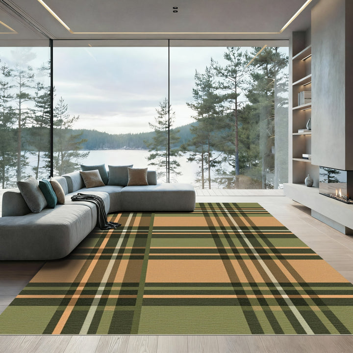 Classic Plaid Amber Olive Rug