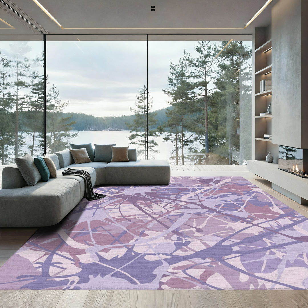 Lavender Splatter Abstract Splash Rug