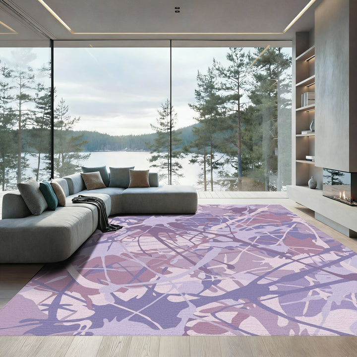 Lavender Splatter Abstract Splash Rug